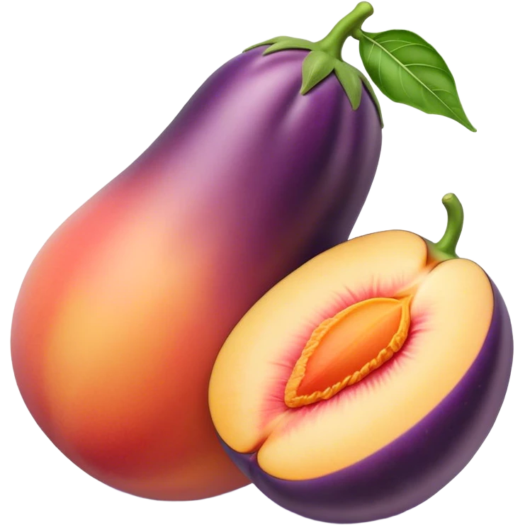 One peach One eggplant on top of each other  emoji