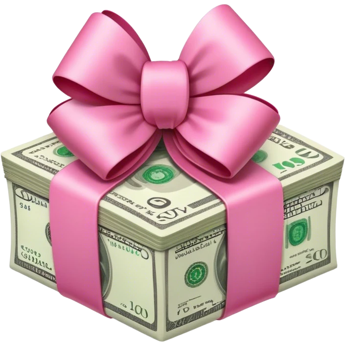 wad of cash wrapped in a pink bow, apple emoji style  emoji