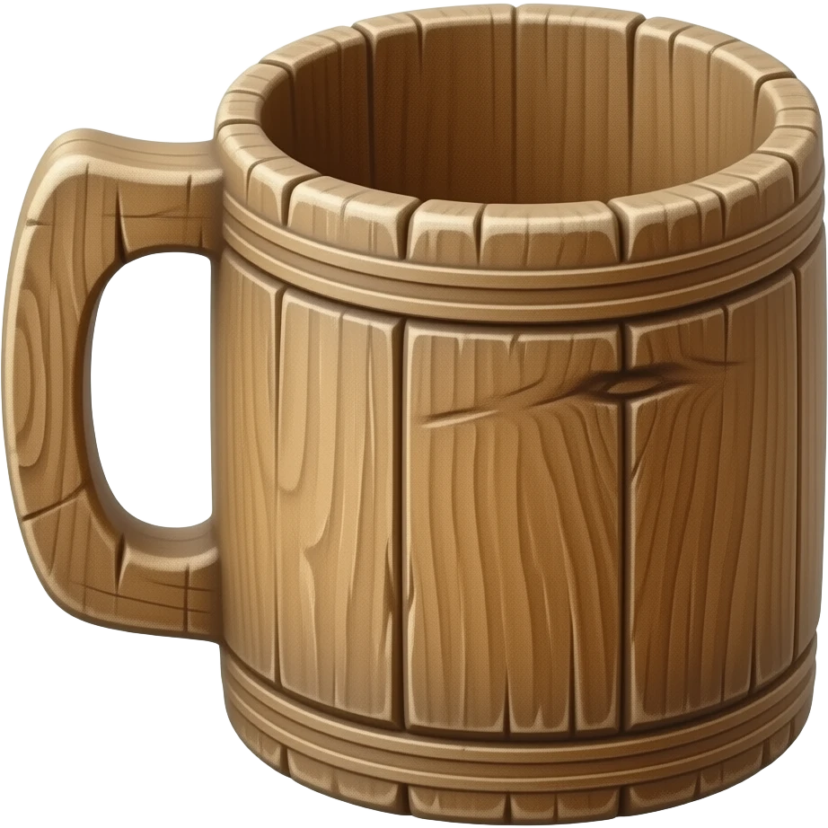 wooden old cup with handle emoji