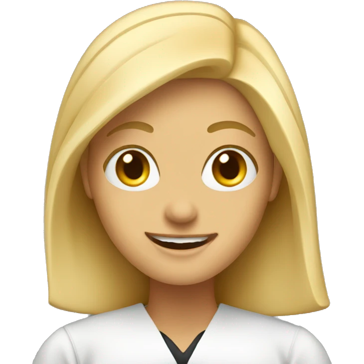 graduate student, blonde, happy emoji