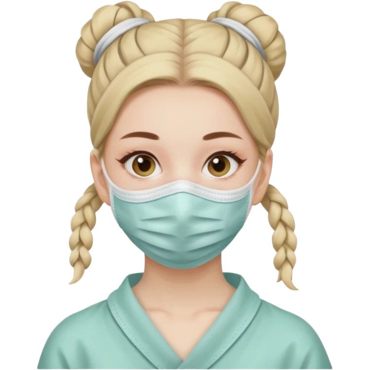 girl with facial mask, hair tied up, soft background emoji