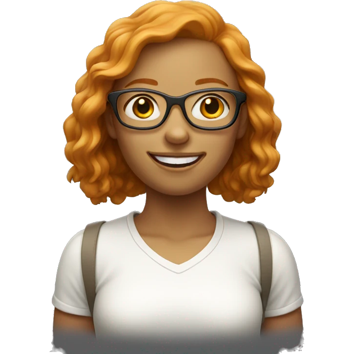 light ginger girl with light glasses smiling emoji