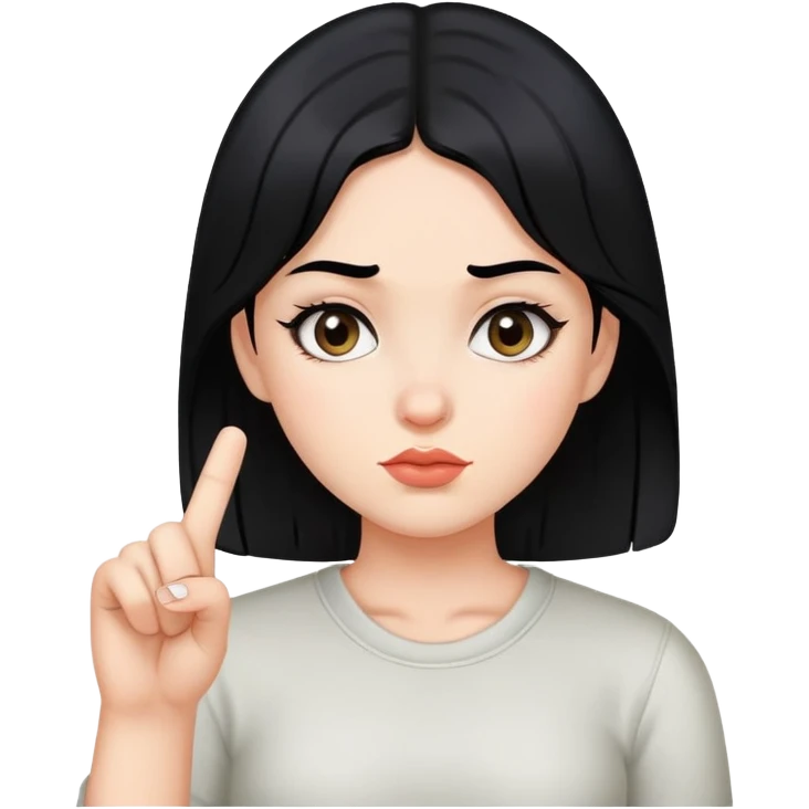 girl with black hair giving a side eye and giving middle finger emoji