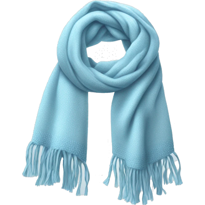 Realistic light blue winter scarf isolated. emoji