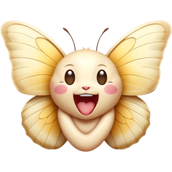 Cinematic Adorable Yawning Butterfly Portrait Emoji, Head tilted slightly with a dramatic, wide-open yawn, showcasing a delicate, softly fluttering body with gently drooping wings and sleepy, half-closed eyes, Simplified yet irresistibly cute features, highly detailed, glowing with a soft, cozy luminescence, high shine, relaxed yet expressive, stylized with a dash of whimsical floral charm, soft glowing outline, capturing the essence of a drowsy butterfly that appears ready to rest its wings for a nap! emoji