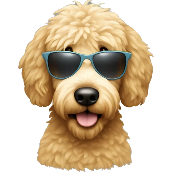 Golden doodle wearing sunglasses emoji