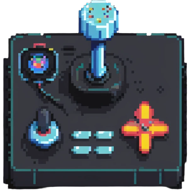 A retro pixel art arcade joystick controller emoji