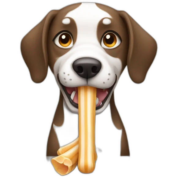 striped dog eating a bone emoji