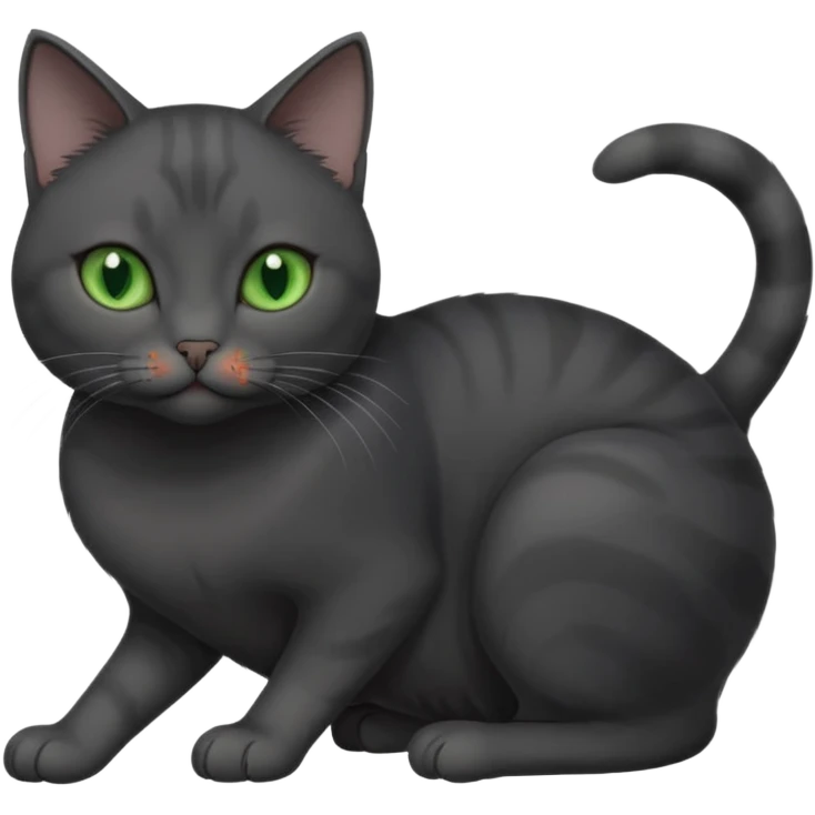 beautiful female solid dark grey cat with green eyes, white toes/paws and white patch on her chest rolling over emoji