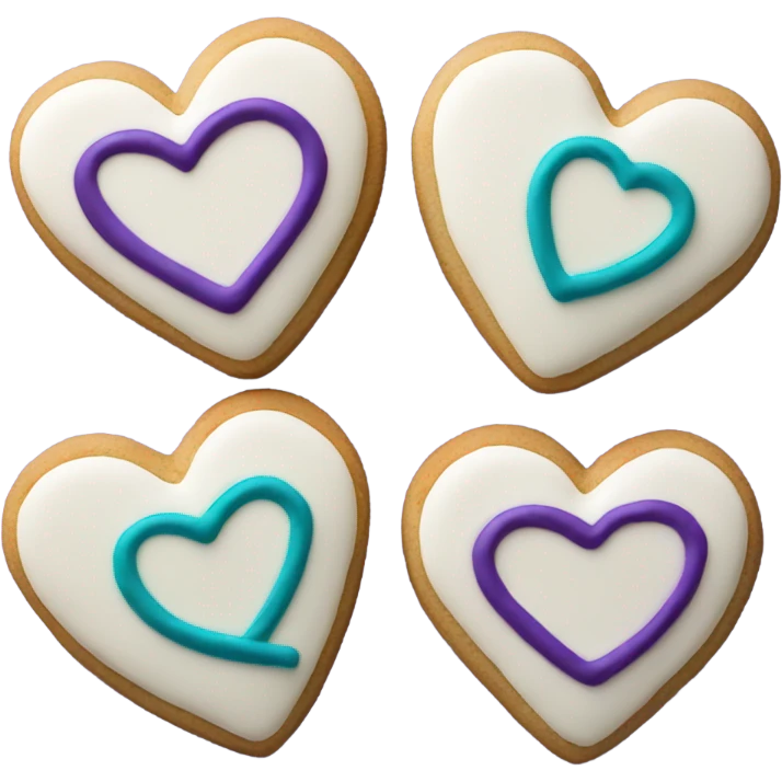 Cookie heart with teal purple ribbon loop emoji