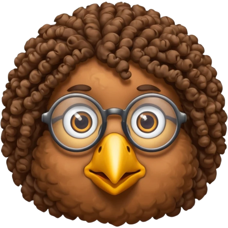 bird with curly hair two eyes and spectacles emoji