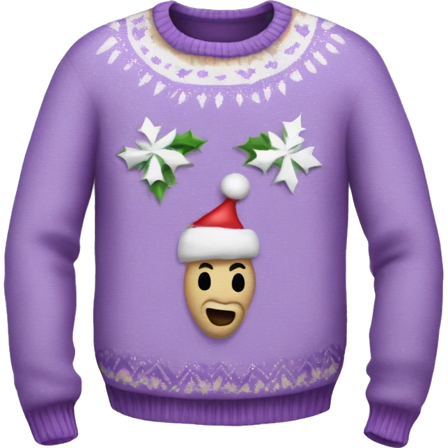 Realistic isolated lilac ugly Christmas sweater. emoji