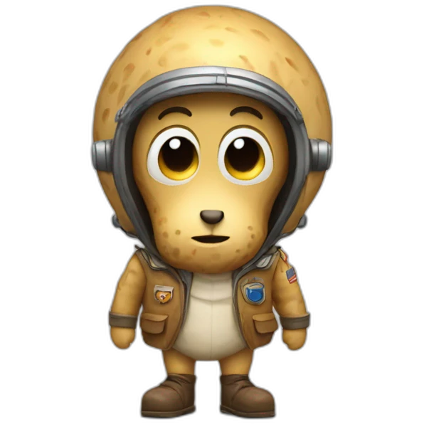 Anthropomorphic peanut with shell skin  dressed like a pilot emoji