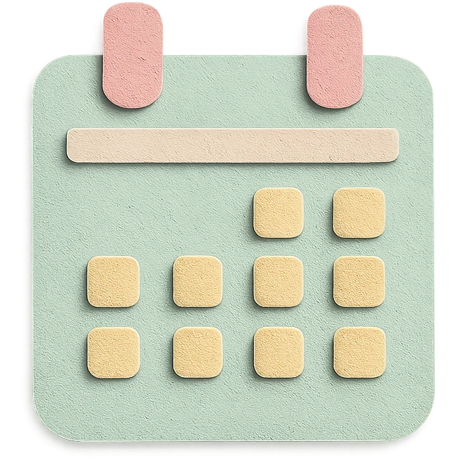 soft pastel cozy calendar box for bullet journal with a pastel green background emoji