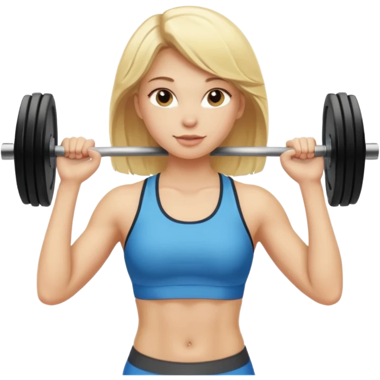 starkes, blondes Mädchen, das stolz im Fitnessstudio steht, sportliche Pose emoji