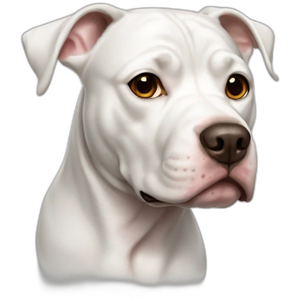 white pitbull dog with brown spots in the eyes emoji