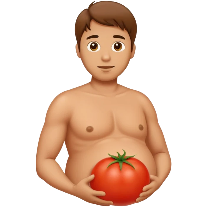 pregnant man with tomato belly emoji