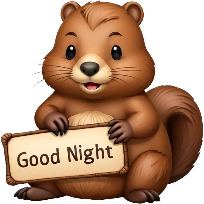 Beaver with inscription good night  emoji