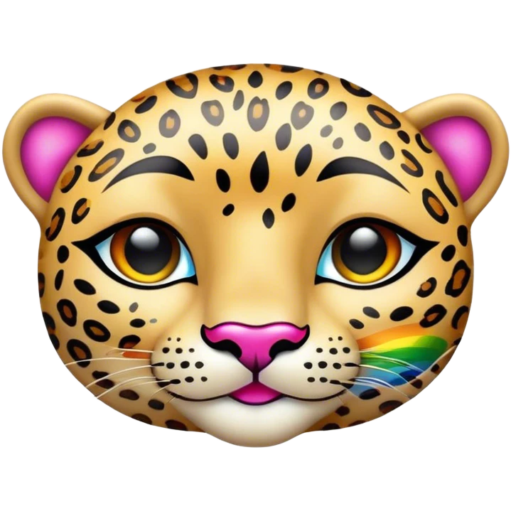 rainbow sparkled leopard print pattern on lush, full lips. Lips only emoji
