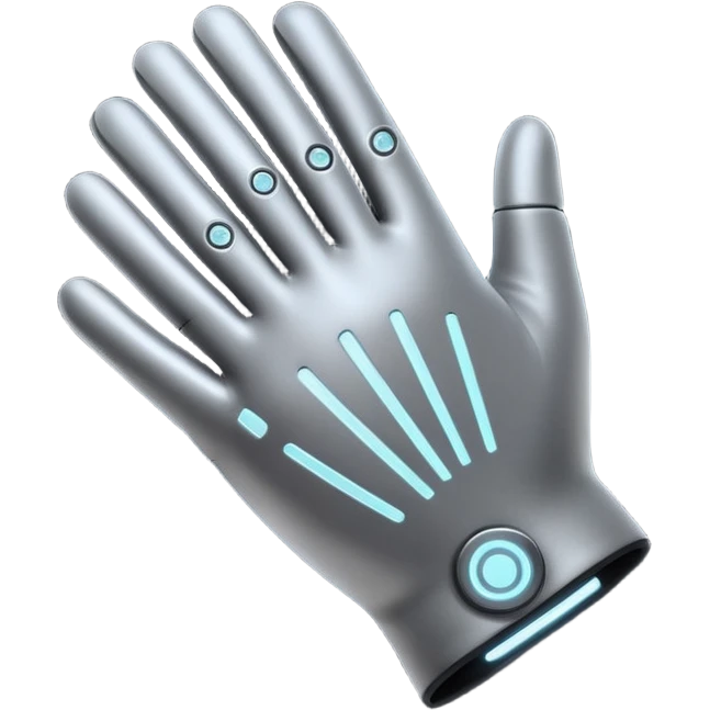 Minimal emoji of a futuristic nano-tech glove with subtle glowing lines, flat sci-fi wearable icon emoji