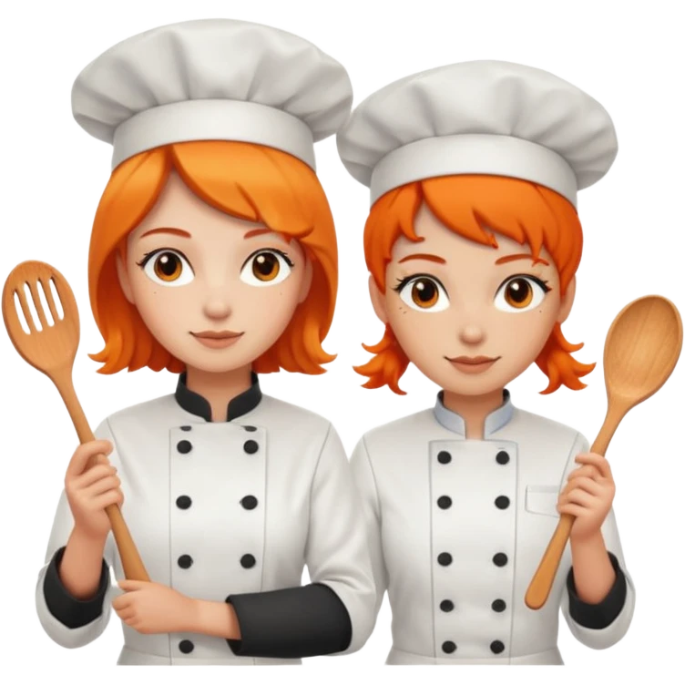Dos chicas chef, una pelinaranja de pelo lacio y otra con pelo negro con rulos emoji