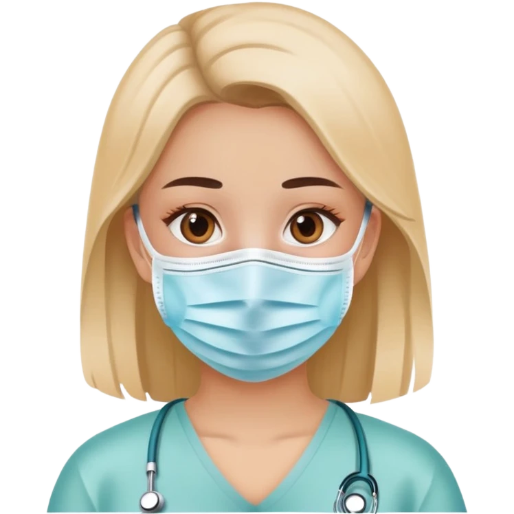 Girl wearing a COVID medical face mask emoji