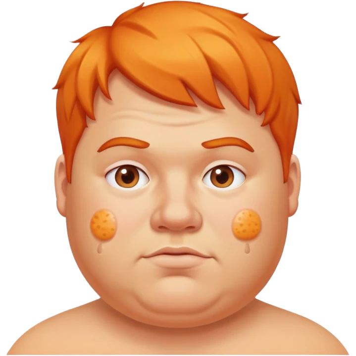 fat man with orange hair and acne emoji