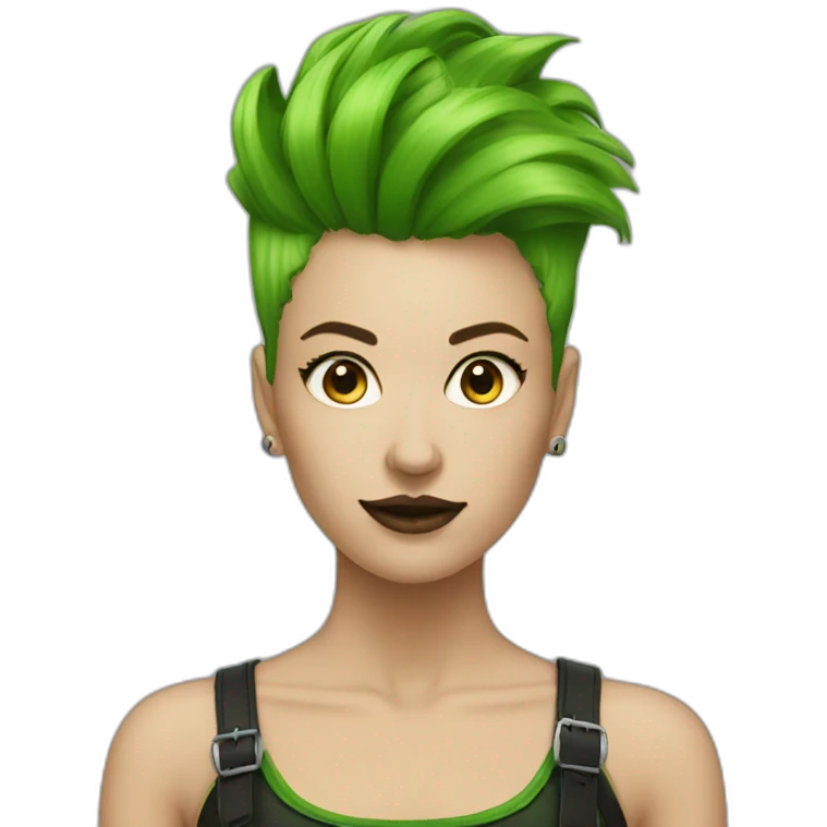 woman punk hair green emoji