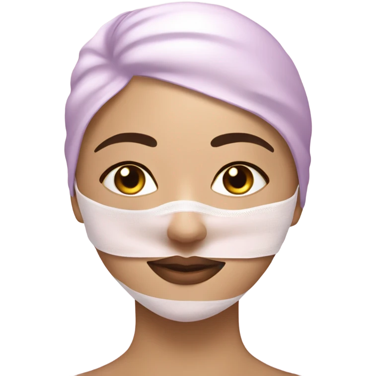 Lady with light pueple face mask spa beauty full face relaxing emoji