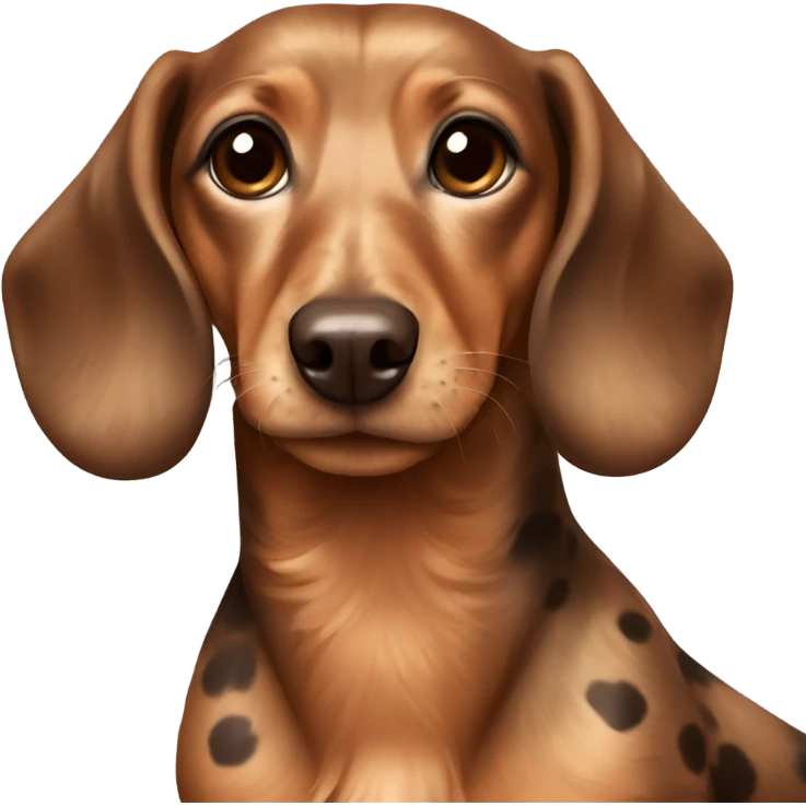 cute furry dachshund light brown with big dark brown spots showing full body emoji