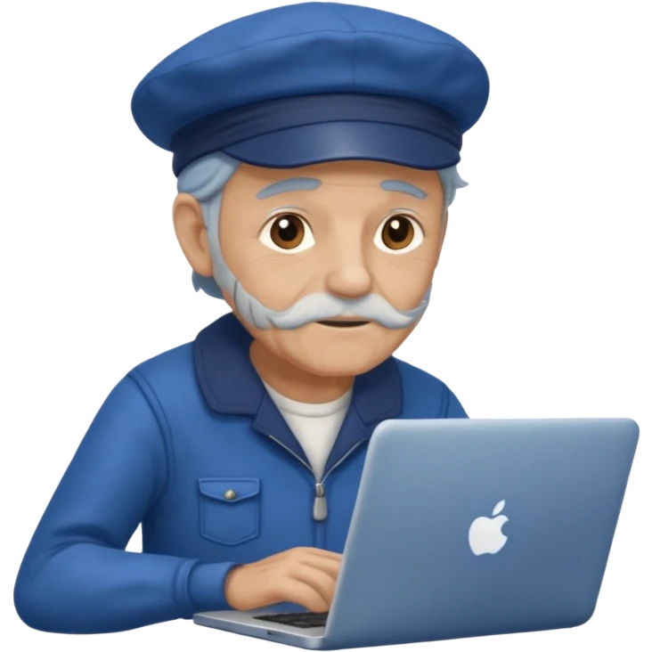 old sailor with a laptop, sailor wearing a blue cap emoji