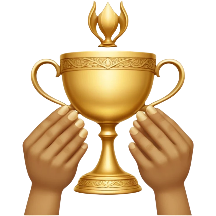 four hands hold a golden cup emoji