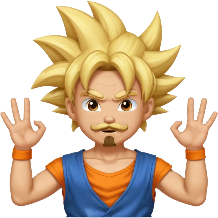 puedes hacer un chico con perilla y bigote el piercing septum y dos aros en las orejas haciendo la pose de goku super saiyan emoji