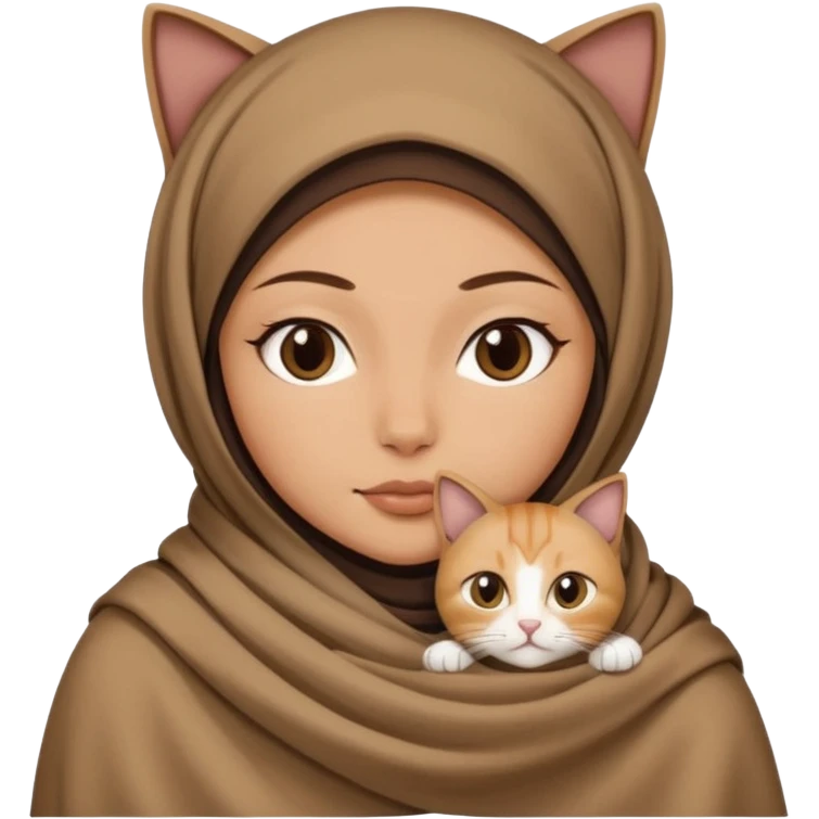 Kediyle hijab bayan yanyana kahve battaniye emoji