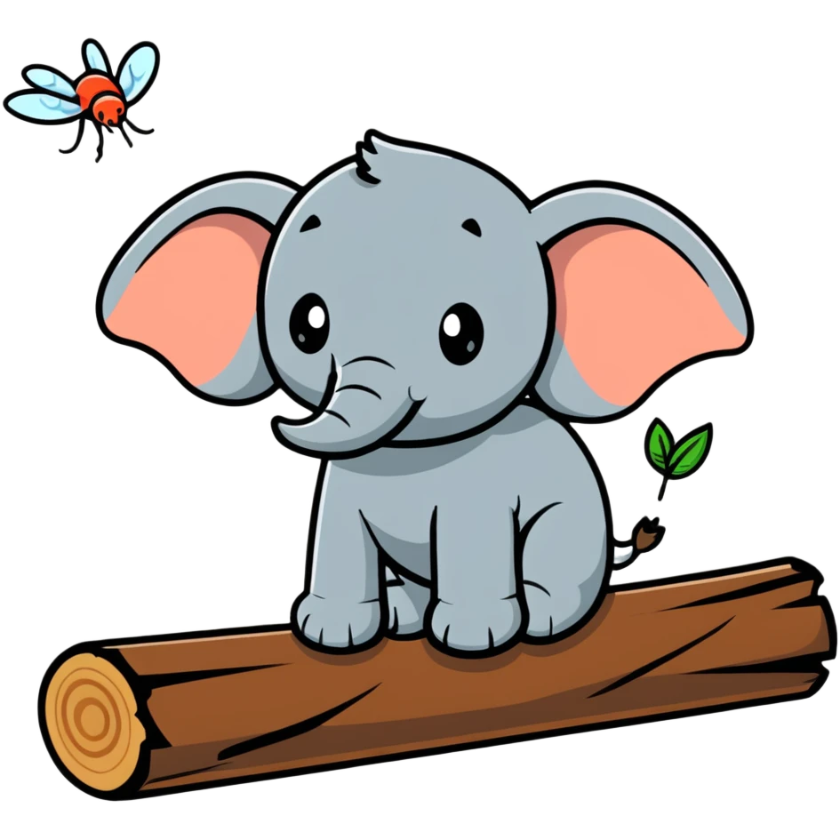 An elephant fly gnawing a log like a beaver emoji