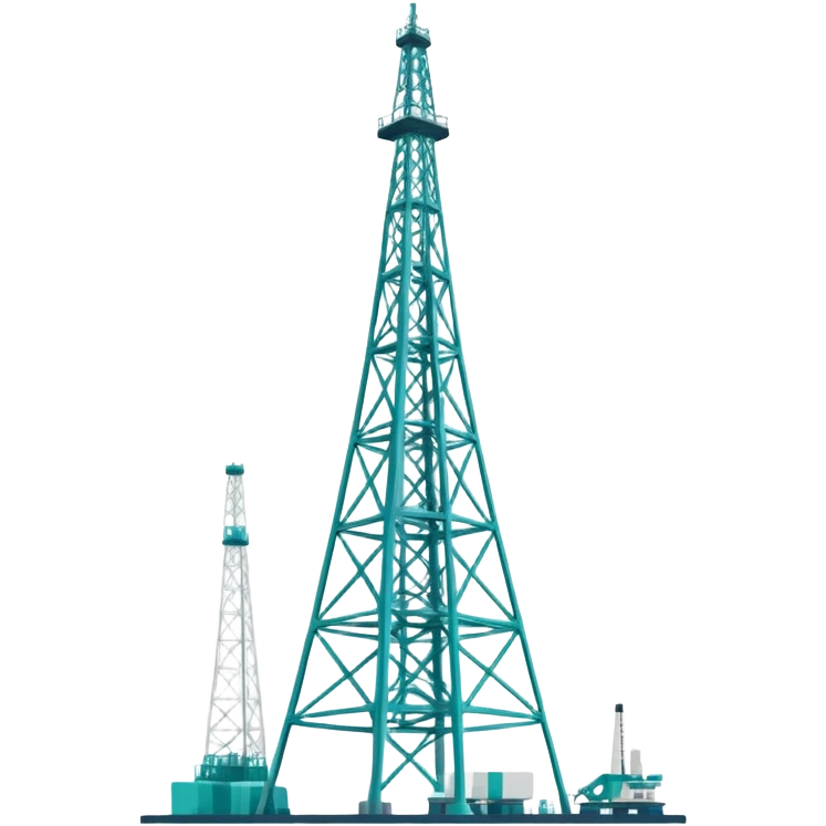 Oil derrick tower in cool tones with sky blue, teal green, white, and light gray emoji