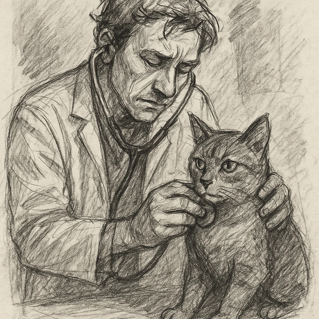 veterinarian examining a cat emoji