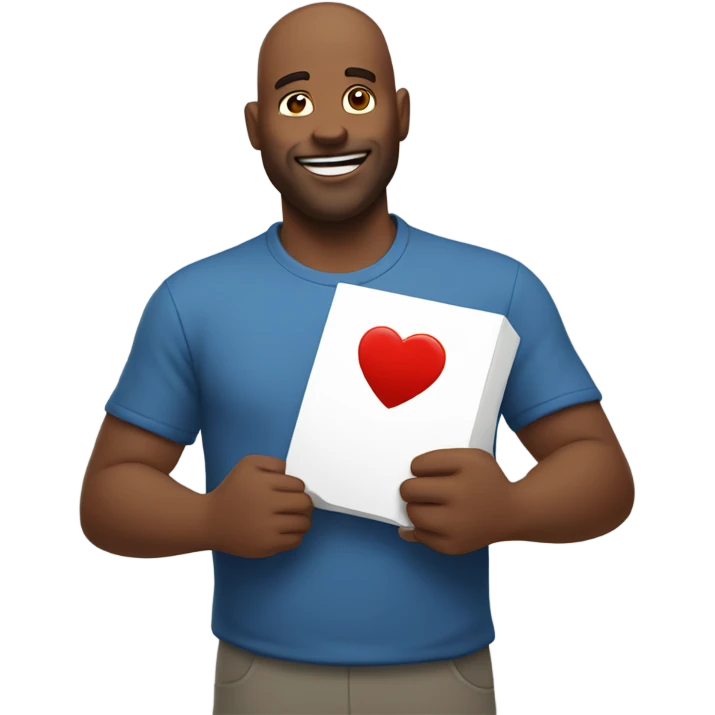 Father holds big heart emoji