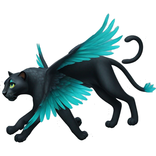 winged black leopard with turquoise eyes flying emoji