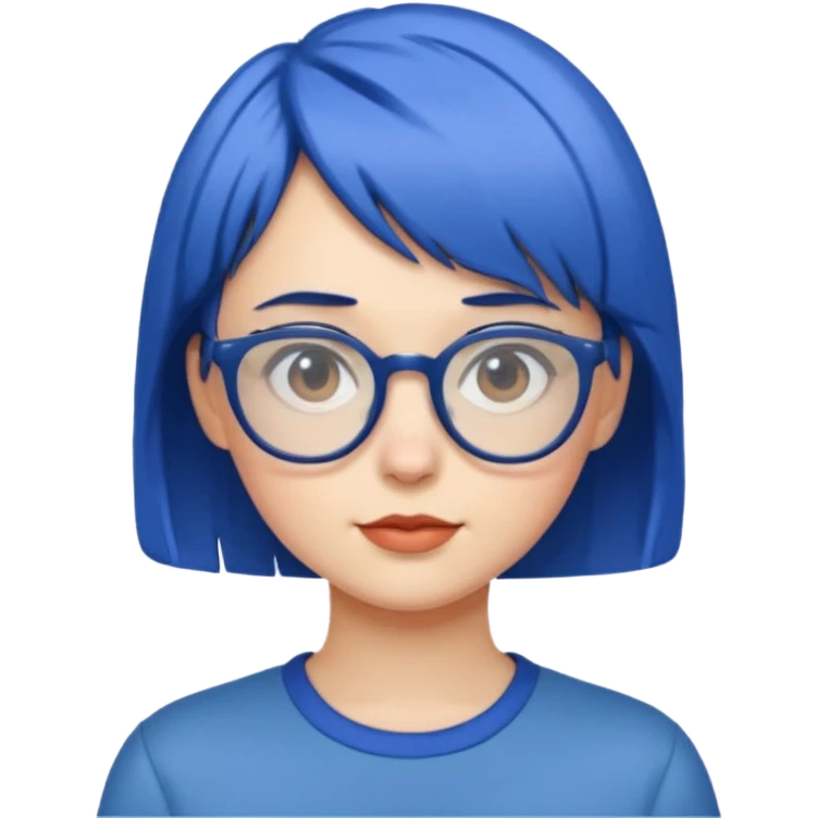 girl, short blue hair, glasses emoji