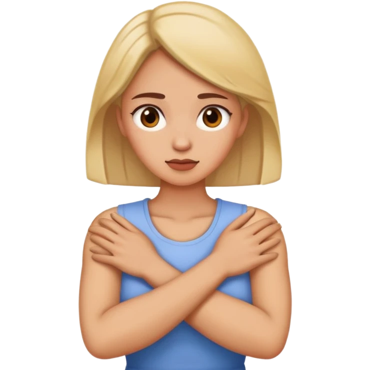 women crossed holding neck  emoji