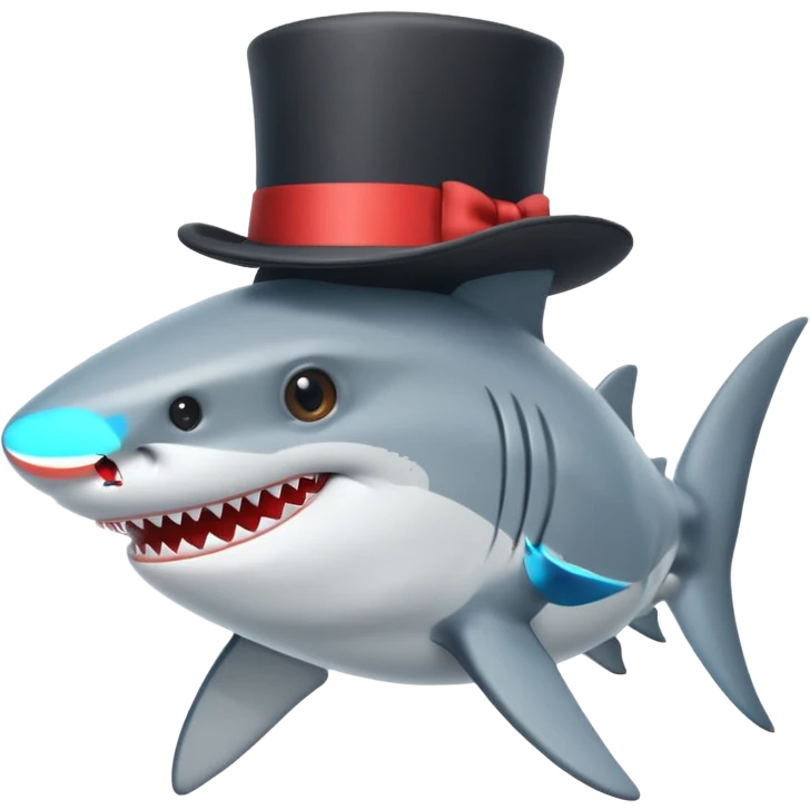 Shark with a top hat emoji