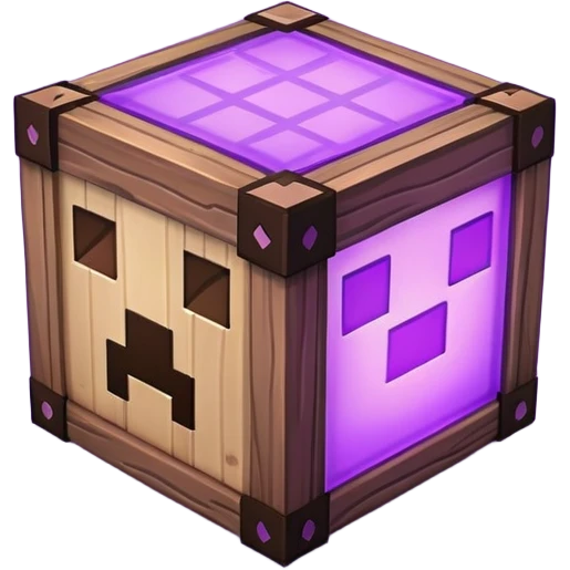 Minecraft box with purple light glowing inside emoji