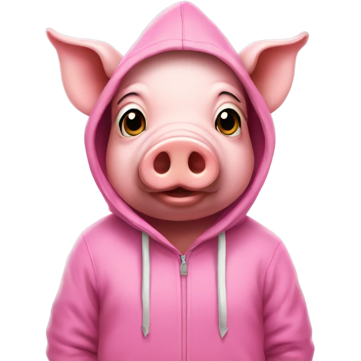 Pig with a pink hoodie emoji