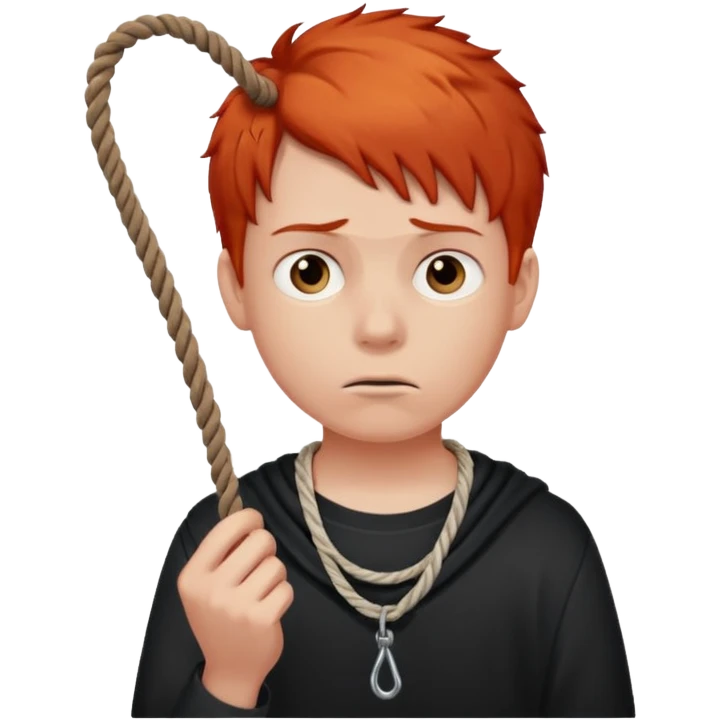 red headed boy holding a noose  emoji