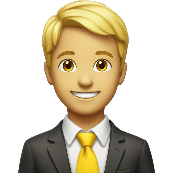 smiling boy with yellow necktie emoji