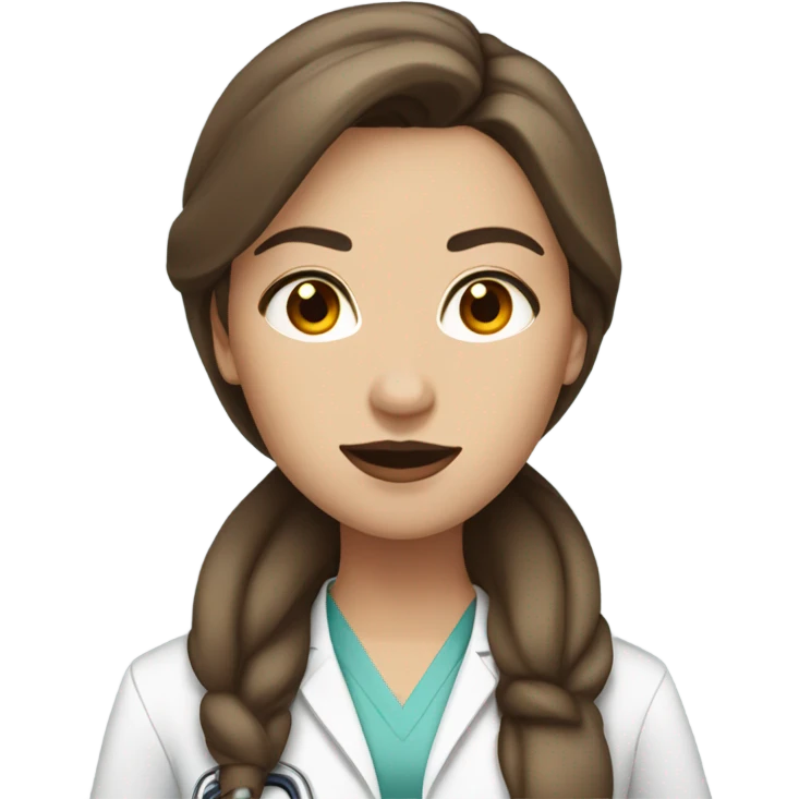 pretty Female doctor long straight brown hair amber eyes and red lips  emoji