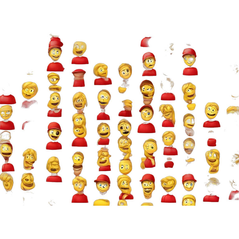 Мужчина в красной футболке и красной кепке с логотипом Best Market  emoji