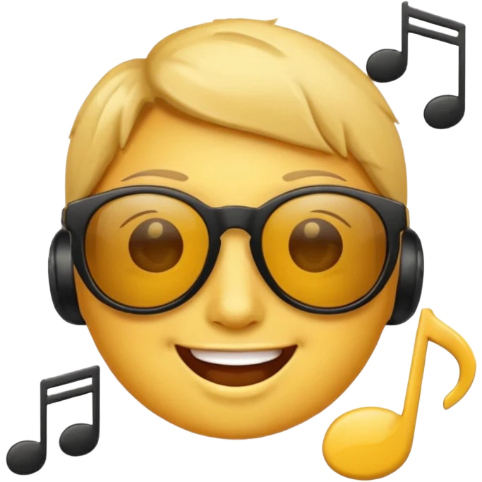 make an face emoji. I will use it for my music playlist. so make it cool and about music less detailed emoji