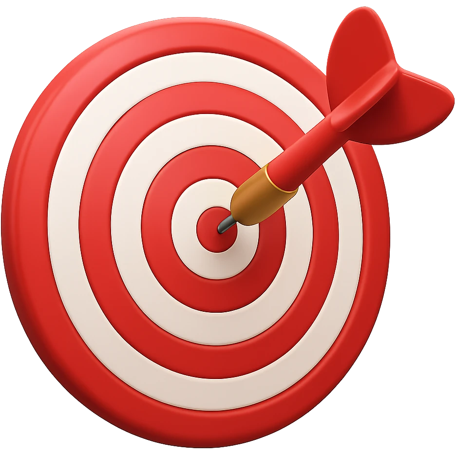 Add a dart in the center of the bullseye. Keep the style consistent with the original image and maintain the transparent background. emoji